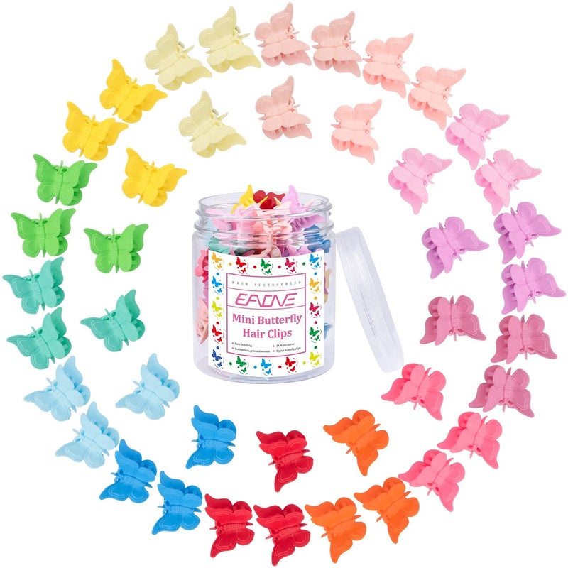 EAONE Matte Mini Butterfly Clips, Colorful Mini Hair Claw Clip for Girls and Women, 90s Y2K Cute Hair Styling Accessories, More than 10 Asscorted Colors, Set of 50 - Image 1